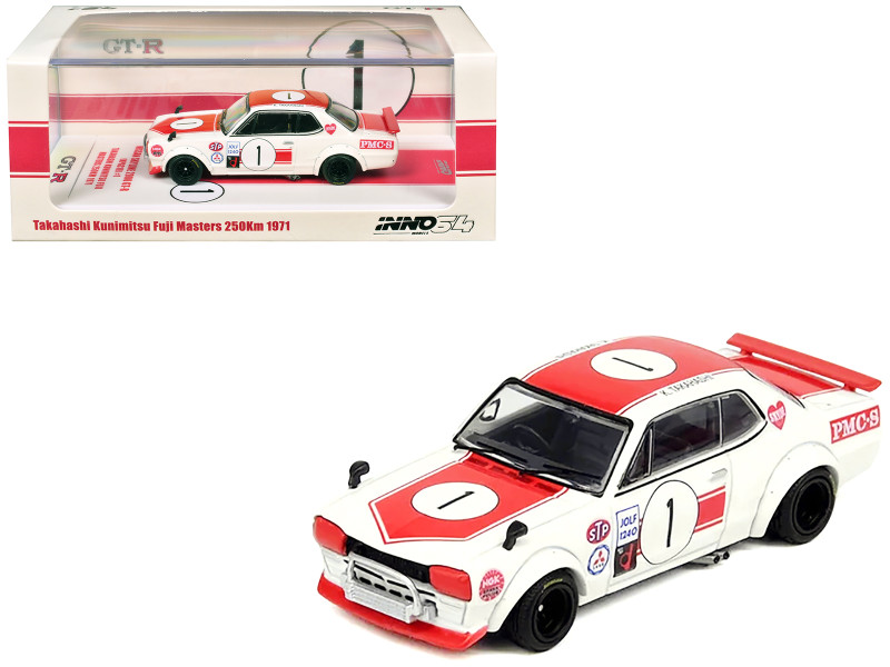 Nissan Skyline 2000 GT R KPGC10 #1 RHD Right Hand Drive Takahashi Kinimitsu Fuji Masters 250km 1971 1/64 Diecast Model Car Inno Models IN64-KPGC10-FM1971
