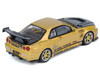Nissan Skyline GT R R34 RHD Right Hand Drive Top Secret Gold Metallic with Carbon Hood and Trunk 1/64 Diecast Model Car Inno Models IN64-R34TS-GOLD