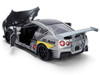 2009 Nissan GT R R35 Ben Sopra Brushed Metal with Black Top and Graphics and Mechagodzilla Diecast Figure Godzilla Franchise Anime Hollywood Rides Series 1/24 Diecast Model Jada 36285