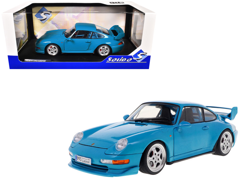 1997 Porsche 911 993 Clubsport Riviera Blue 1/18 Diecast Model Car Solido S1810101