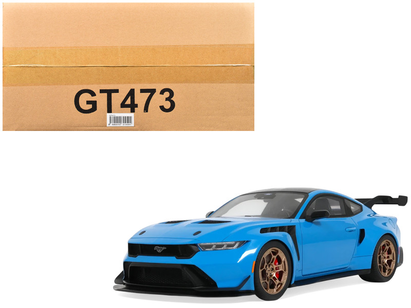 2024 Ford Mustang GTD Grabber Blue with Black Top 1/18 Model Car GT Spirit GT473