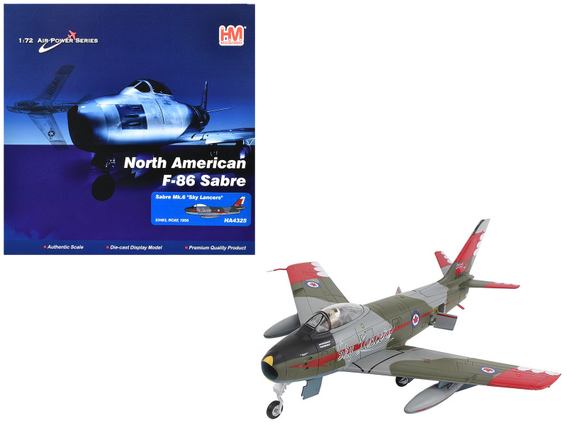 Canadair Sabre Mk 6 Fighter Aircraft Sky Lancers 1956 Royal Canadian Air Force Air Power Series 1/72 Diecast Model Hobby Master HA4325