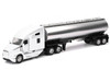 Kenworth T680 Truck White with Oil Tanker Trailer Chrome Long Haul Trucker Series 1/32 Diecast Model New Ray 12623