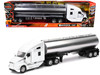 Kenworth T680 Truck White with Oil Tanker Trailer Chrome Long Haul Trucker Series 1/32 Diecast Model New Ray 12623