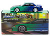 Nissan Silvia S13 Vertex RHD Right Hand Drive Falken Tires Green and Blue wuth Carbon Hood Global64 Series 1/64 Diecast Model Tarmac Works T64G-025-FA