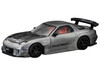 Mazda RX 7 RE Amemiya RHD Right Hand Drive Silver Metallic with Carbon Hood Japan Minicar a Gogo Exclusive 1/64 Diecast Model Car Pop Race PR640275