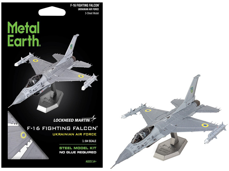 Model Kit Lockheed Martin F 16 Fighting Falcon Aircraft Ukrainian Air Force Moderate Difficulty Steel Model Metal Earth ME1046U