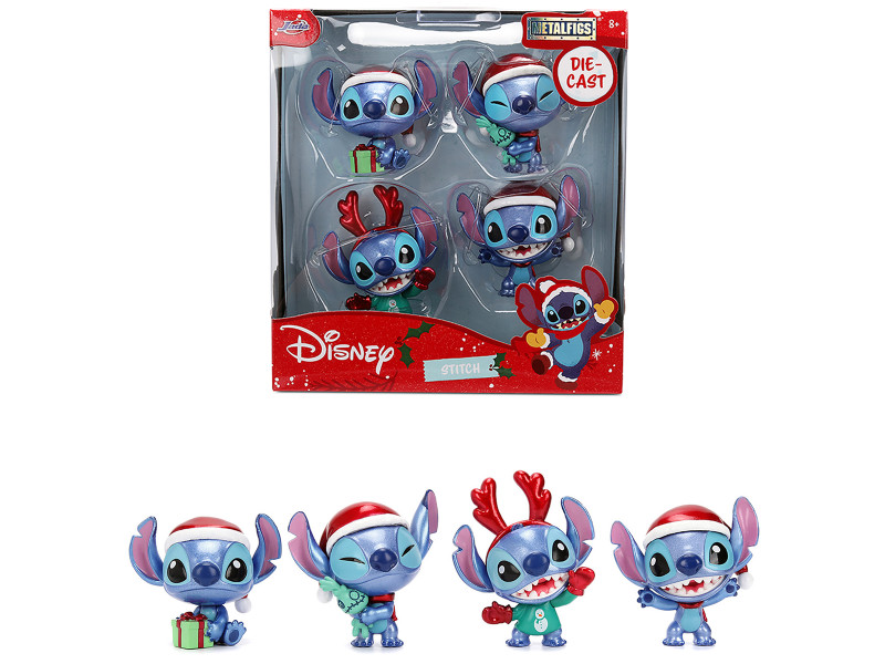 Set of 4 Diecast Figures Disney's Stitch Christmas Edition Metalfigs Series Jada 36697