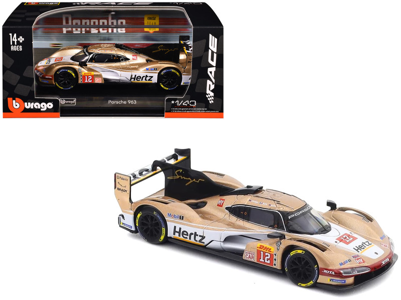 Porsche 963 #12 Callum Ilott Will Stevens Norman Nato Hertz Team Jota Hypercar Team Winner FIA World Endurance Championship 2024 with Display Case Race Series 1/43 Diecast Model Car Bburago 38317