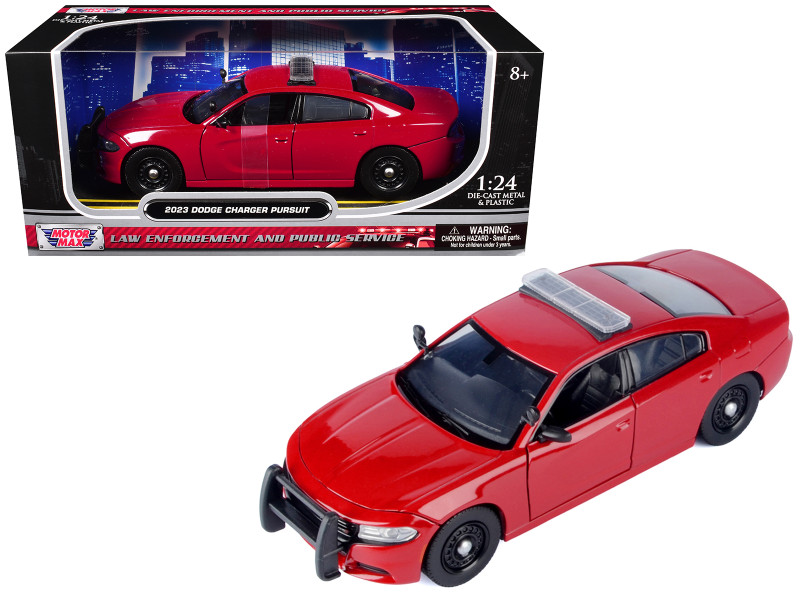 2023 Dodge Charger Pursuit Police Car Red Law Enforcement and Public Service Series 1/24 Diecast Model Car Motormax 76996R