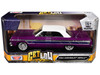 1964 Chevrolet Impala Lowrider Hard Top Purple Metallic with White Top Get Low Series 1/24 Diecast Model Car Motormax 79021PUR