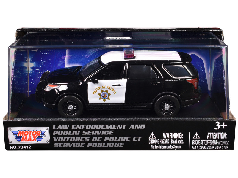 2015 Ford Police Interceptor Utility California Highway Patrol Black and White Law Enforcement and Public Service Series 1/43 Diecast Model Car Motormax 79480