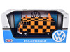 Volkswagen Type 2 T1 Airport Runway Delivery Van Black and Orange Checkered 1/24 Diecast Model Car Motormax 79572