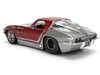 1963 Chevrolet Corvette Stingray Chevy Racing Red Metallic and Gray Bigtime Muscle Series 1/24 Diecast Model Car Jada 36459