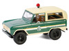 1967 Ford Bronco Smokey Bear Forest Ranger Green and Cream with White Stripes Artisan Collection 1/18 Diecast Model Car Greenlight 19143
