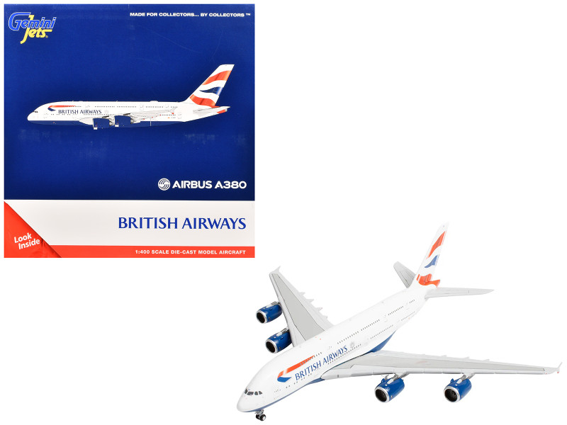 Airbus A380 Commercial Aircraft British Airways G XLEE White with Striped Tail 1/400 Diecast Model Airplane GeminiJets GJ2325