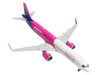 Airbus A321neo Commercial Aircraft Wizz Air UK G WUNB White and Pink with Purple Tail 1/400 Diecast Model Airplane GeminiJets GJ2340