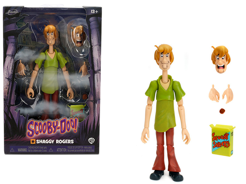 Shaggy Rogers 6 5 Moveable Figure with Accessories and Alternate Head and Hands Scooby Doo Franchise Model Jada 35625