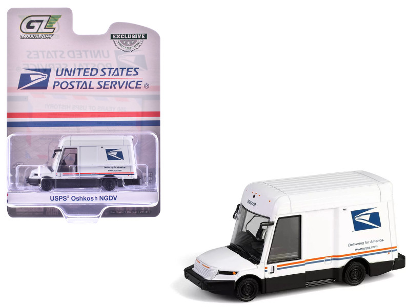 Oshkosh Next Generation Delivery Vehicle NGDV United States Postal Service White with Red and Blue Stripes Hobby Exclusive Series 1/64 Diecast Model Car Greenlight GL30530
