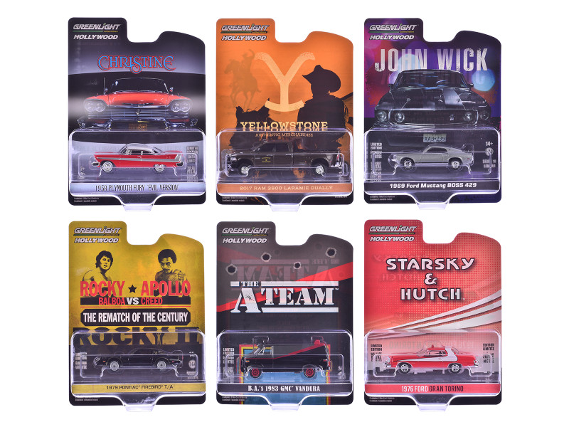 Hollywood Greatest Hits 2024 Set of 6 pieces 1/64 Diecast Model Cars Greenlight 44716SET