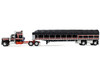 Kenworth W900A with 60 Aerodyne Sleeper and 53’ Wilson Roadbrute Flatbed Trailer with Covered Wagon Black with Red Stripes 1/64 Diecast Model DCP/First Gear 60-2056