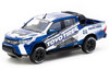 Toyota Hilux Pickup Truck RHD Right Hand Drive Toyo Tires White and Blue with Graphics Hobby64 Series 1/64 Diecast Model Car Tarmac Works T64-041-TOYO