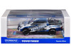 Toyota Hilux Pickup Truck RHD Right Hand Drive Toyo Tires White and Blue with Graphics Hobby64 Series 1/64 Diecast Model Car Tarmac Works T64-041-TOYO