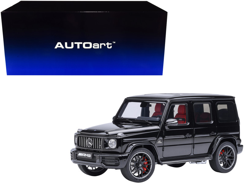 2019 Mercedes Benz AMG G63 Black with Red Interior 1/18 Model Car Autoart AA76354