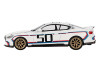 BMW 3 0 CSL #50 White with Blue and Red Stripes and Gold Wheels Limited Edition 1/64 Diecast Model Car Mini GT MGT00863