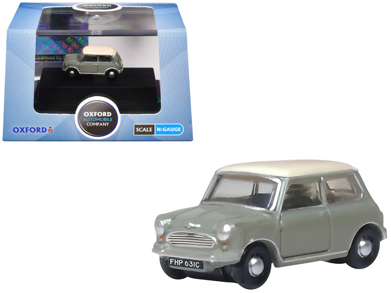 Mini Classic Tweed Gray with Cream Top 1/148 (N) Scale Diecast Model Car Oxford Diecast NMN009