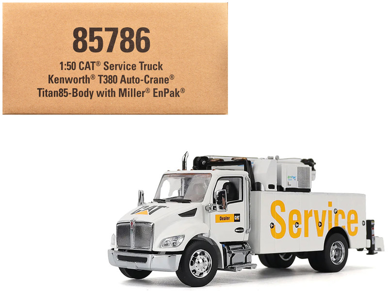 Kenworth T380 Auto Crane Titan 85 Truck with Miller EnPak White Transport Series 1/50 Diecast Model Diecast Masters 85786