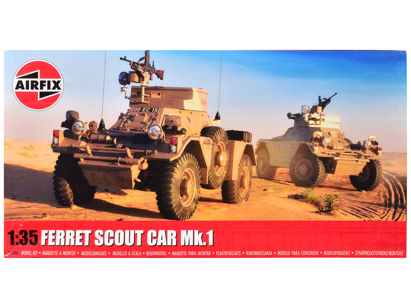 Level 2 Model Kit Ferret Scout Mk.1 Armored Car with 3 Scheme Options 1/35 Plastic Model Kit Airfix A1386