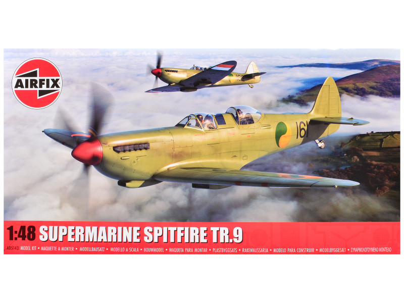 Level 2 Model Kit Supermarine Spitfire Tr 9 Fighter Aircraft with 2 Scheme Options 1/48 Plastic Model Kit Airfix A05143