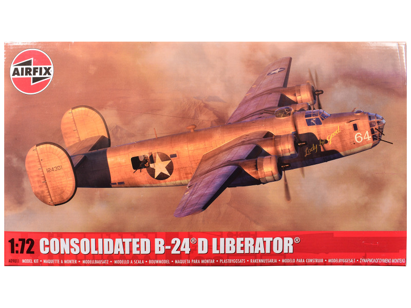 Level 3 Model Kit Consolidated B 24D Liberator Bomber Aircraft with 2 Scheme Options 1/72 Plastic Model Kit Airfix A09011
