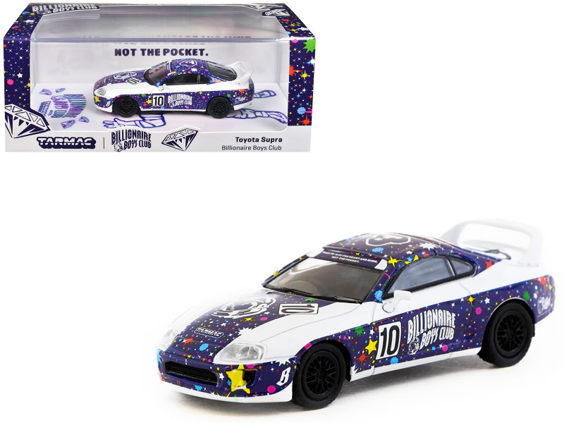 Toyota Supra RHD Right Hand Drive #10 Billionaire Boys Club Purple and White with Graphics Hobby64 Series 1/64 Diecast Model Car Tarmac Works T64-011-BBC