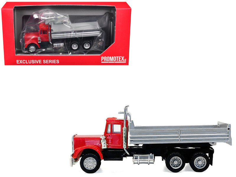 Peterbilt Dump Truck with Red Cab 1/87 (HO) Plastic Model Promotex 006252R