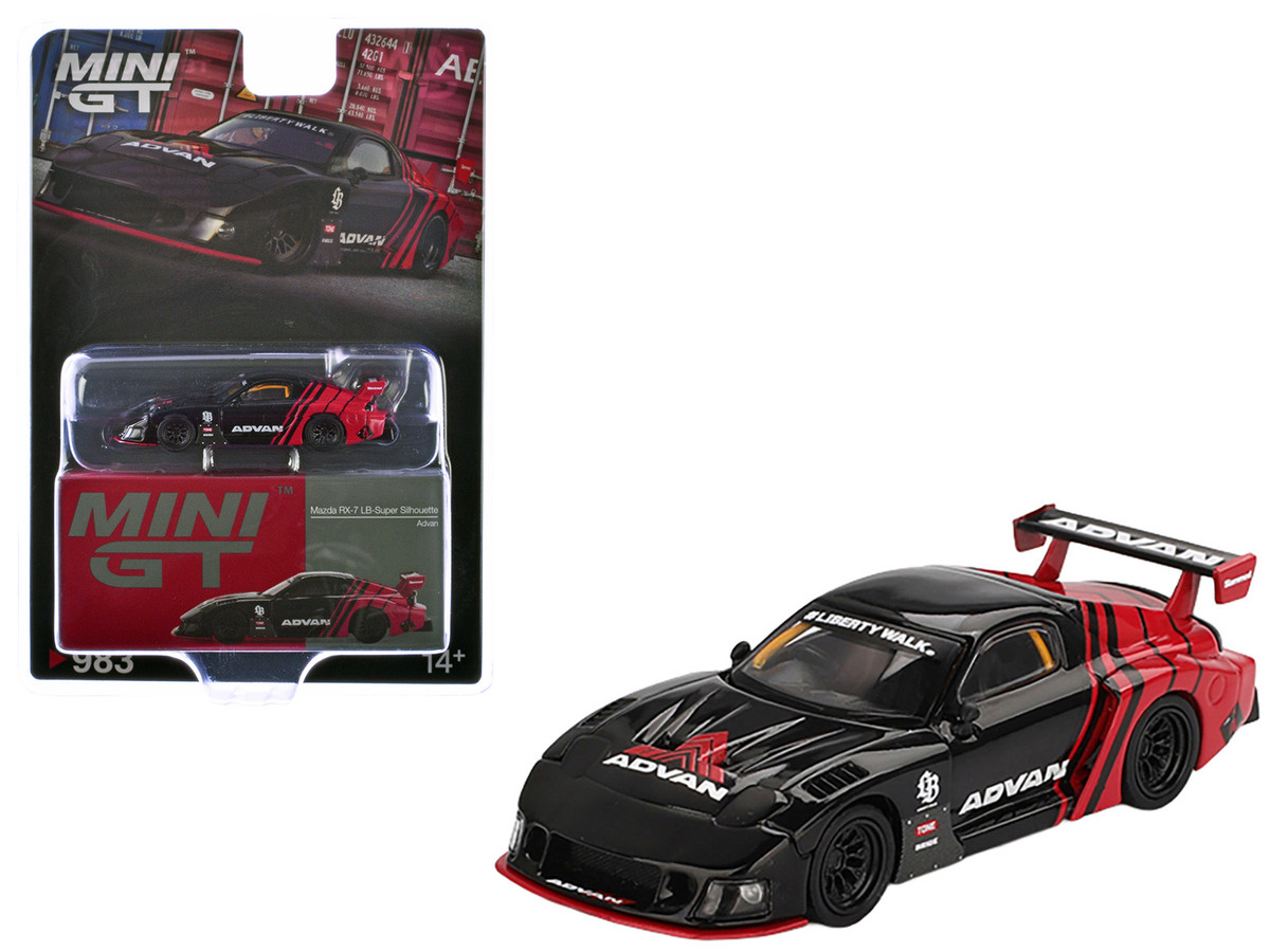 MINI GT ADVAN ミニカー レッド/ブラック Mazda RX 7 LB Super Silhouette RHD Right Hand Drive Advan Black