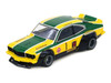 Mazda RX 3 Savanna RHD Right Hand Drive #1 Katayama Racing Livery Green and Yellow Striped 1/64 Diecast Model Car Inno Models IN64-RX3-KTYM