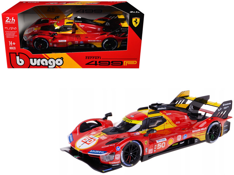 Ferrari 499P #50 Antonio Fuoco Miguel Molina Nicklas Nielsen Ferrari AF Corse Winner 24 Hours of Le Mans 2024 Racing Series 1/24 Diecast Model Car Bburago 26312