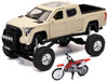 Toyota Tundra Pro Pickup Truck Tan and Honda CR250R Motorcycle Red and White Xtreme Off Road Series 1/32 Diecast Models New Ray SS-54456