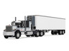 GMC General with 60 Flat Top Sleeper and 40 Vintage Refrigerated Trailer Black with Gray and White Stripes 1/64 Diecast Model DCP/First Gear 60-1923