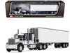 GMC General with 60 Flat Top Sleeper and 40 Vintage Refrigerated Trailer Black with Gray and White Stripes 1/64 Diecast Model DCP/First Gear 60-1923