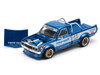 Datsun Pandem 620 Pickup Truck #66 Blue Metallic with White Stripes and Graphics 1/64 Diecast Model Car Pop Race PR640217