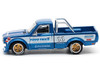 Datsun Pandem 620 Pickup Truck #66 Blue Metallic with White Stripes and Graphics 1/64 Diecast Model Car Pop Race PR640217