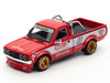 Datsun Pandem 620 Pickup Truck #41 Red Metallic with White Stripes and Graphics "2025 Thailand Diecast Expo 1/64 Diecast Model Car Pop Race PR640283