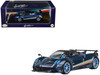 Pagani Huayra Tricolore Blue Carbon Metallic with Black Carbon Top and Italian Flag Stripes 1/64 Diecast Model Car CM Model CM64-HUAYRATRICOLORE-01