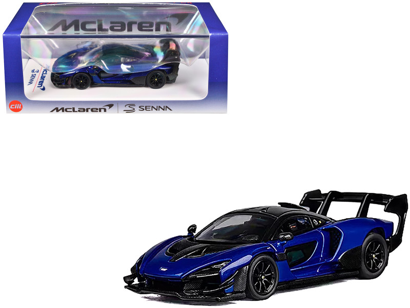 McLaren Senna GTR Blue Metallic with Black Top 1/64 Diecast Model Car CM Model CM64-SENNAGTR-02