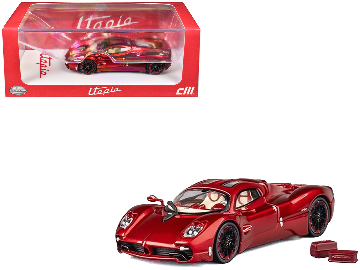 Pagani Utopia Red Metallic with Red Carbon Top 1/64 Diecast Model