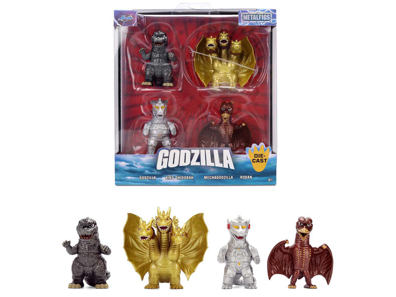 Set of 4 Diecast Figures Godzilla Franchise Metalfigs Series Jada 36699