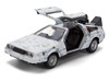 DMC DeLorean Time Machine Brushed Metal Frost Version Back to the Future 1985 Movie 40th Anniversary Special Packaging Hollywood Rides Series 1/32 Diecast Model Car Jada 36848